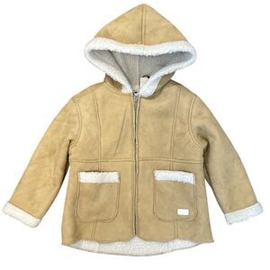 7 For All Mankind Toddler Sherpa Lined Jacket Faux Suede Hooded Coat Sz 3T NWT